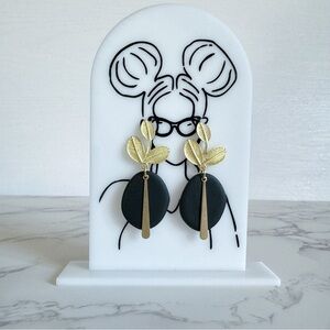 Black Polymer Clay Dangle Earrings